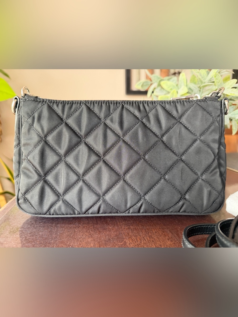 Prada 1BH026 Black Quilted Nylon Mini Shoulder Bag. - Picture 6 of 15